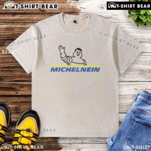 Top Michelnein logo on a stylish washed t-shirt, perfect for casual wear and showcasing trendy fashion.