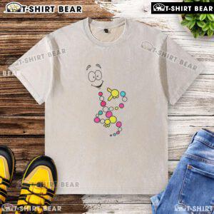 Alt Text: Top Mr. DNA cartoon design on a washed t-shirt perfect for science lovers and enthusiasts.