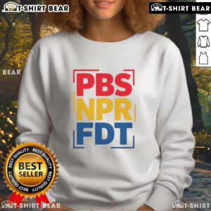 Cozy sweatshirt featuring the Top PBS NPR FDT Public Media graphic, perfect for fans of public broadcasting.