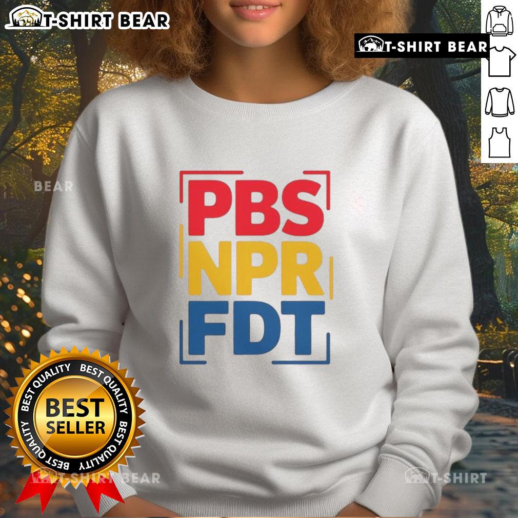 Cozy sweatshirt featuring the Top PBS NPR FDT Public Media graphic, perfect for fans of public broadcasting.