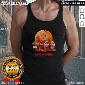 Happy Halloween coffee tank top featuring Pittsburgh Steelers design, perfect for fans celebrating the spooky season.