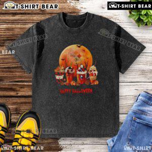 Top Pittsburgh Steelers Happy Halloween coffee-washed t-shirt featuring festive design and team logo for fans.