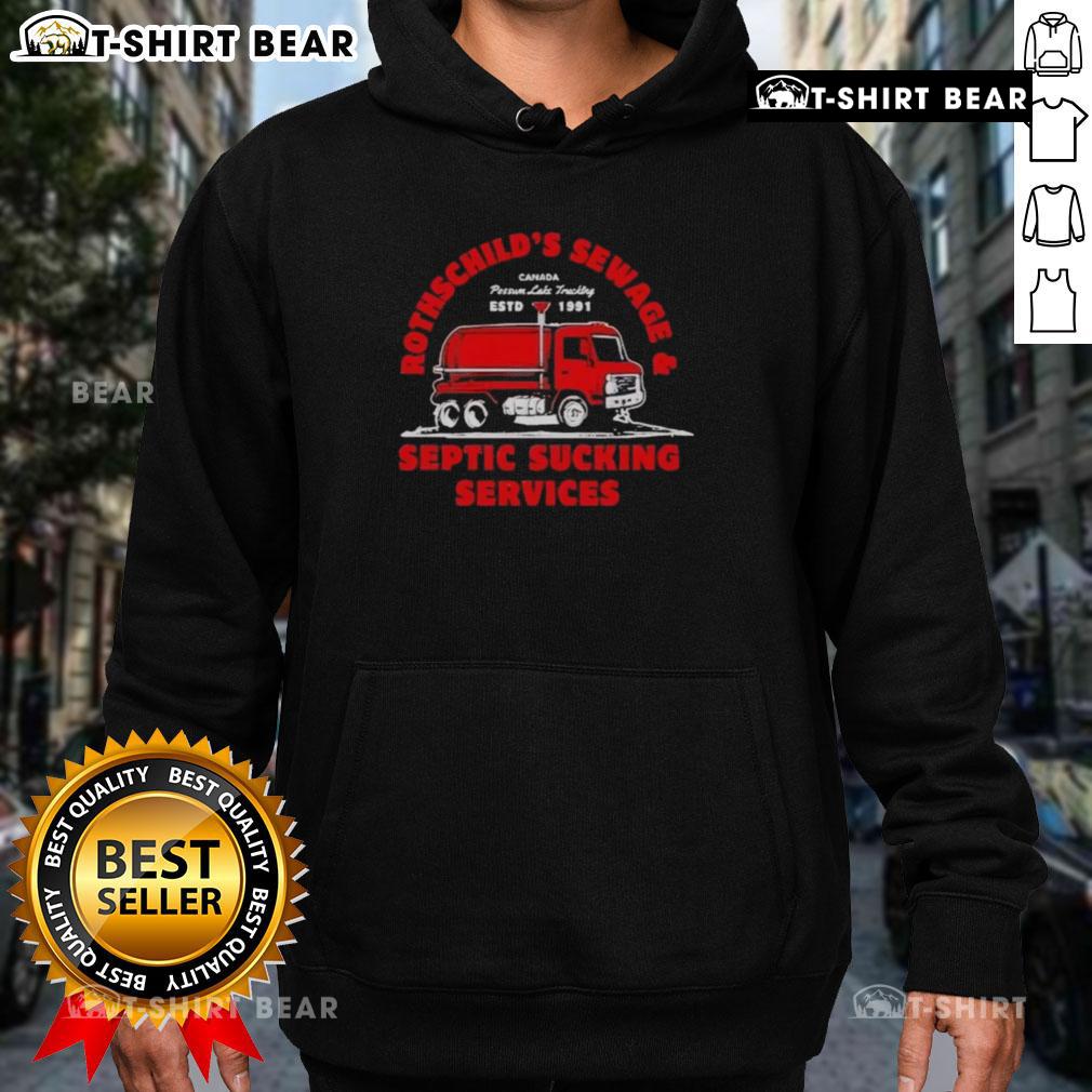 Distressed hoodie featuring Top Rothschild's Sewage and Septic Sucking Services logo, perfect for casual wear.