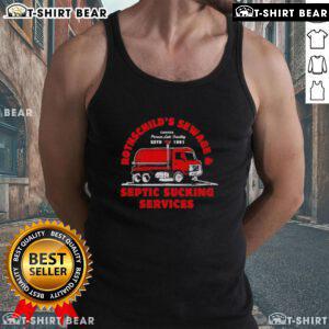 Distressed tank top featuring 'Top Rothschilds Sewage and Septic Sucking Services' logo, perfect for casual wear.