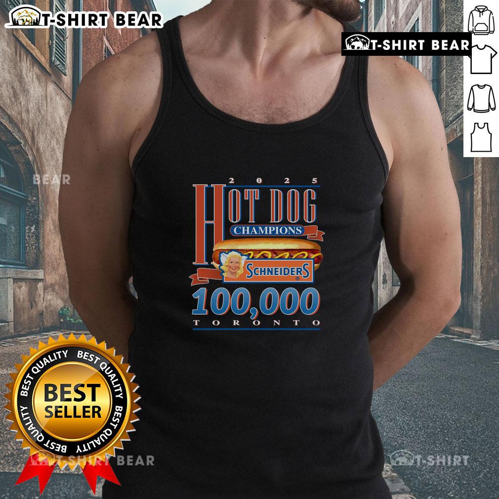 Alt Text: Top Schneiders 2025 Hot Dog Champions season record displayed on a stylish Toronto tank top design.