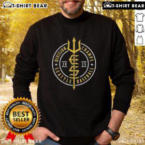 2025 Seattle Mariners Division Champs sweatshirt, featuring team logo and vibrant colors, perfect for fans.