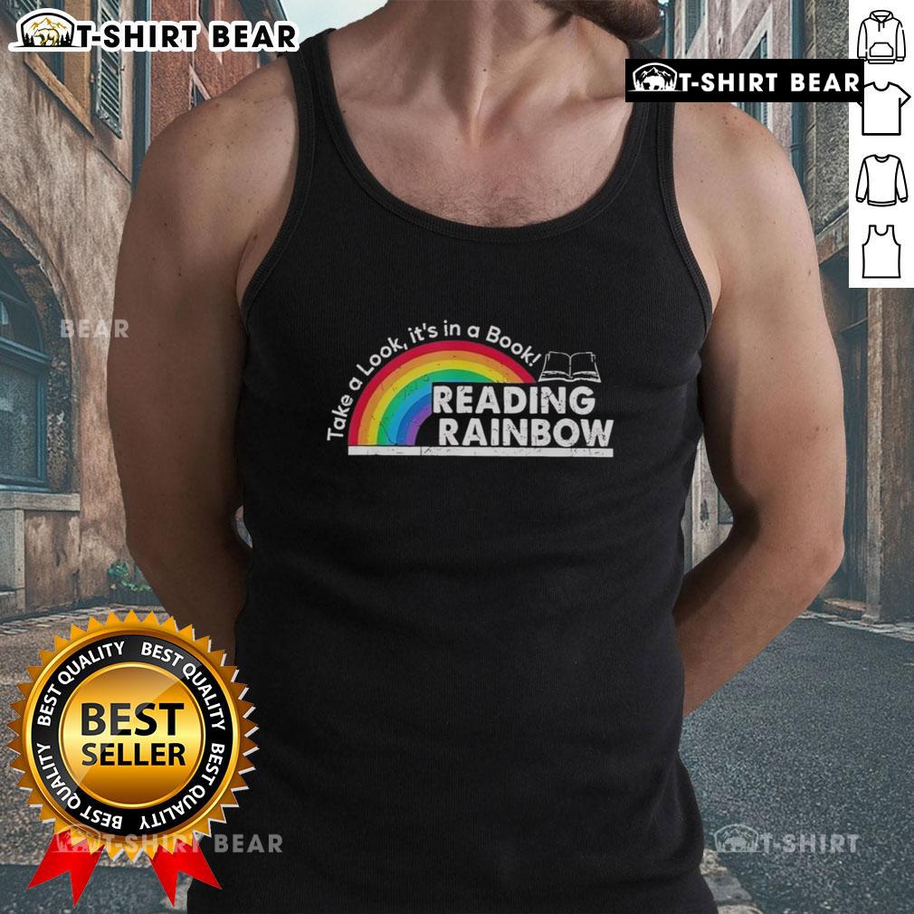 Retro reading tank top featuring Top Take A Look It's In A Book design, perfect for book lovers and literary enthusiasts.