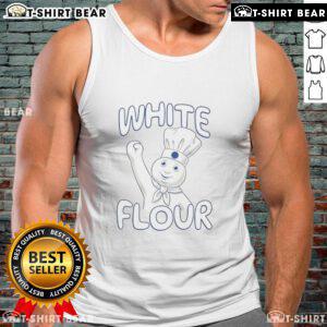 Top White Flour Pillsbury Doughboy tank top featuring the iconic Doughboy graphic, perfect for baking enthusiasts.