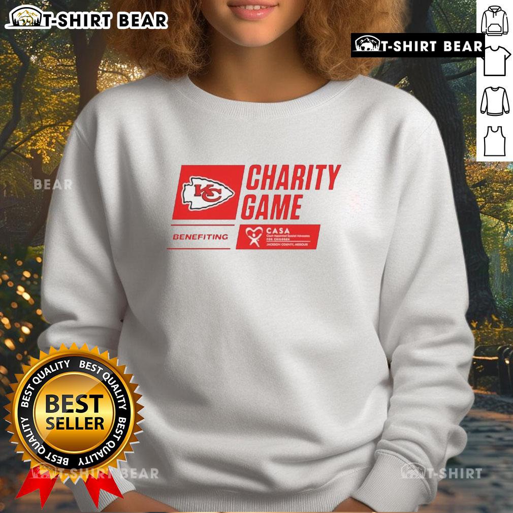 Top Xavier Worthy Kansas City Chiefs charity game sweatshirt benefiting CASA, featuring team colors and logo.