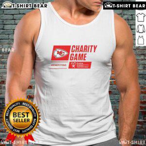 Xavier Worthy wearing a Kansas City Chiefs charity tank top at CASA benefit game, promoting community support and awareness.