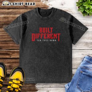 Awesome Built Different Ten Toes Down washed t-shirt in a casual setting, showcasing its unique design and comfortable fit.