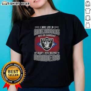 Stylish Raiders ladies tee showcasing pride for Arkansas fans on game day with bold graphics and comfortable fit.