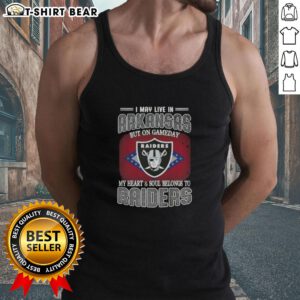 Stylish tank top featuring 'My heart and soul belongs to Raiders' perfect for game day in Arkansas.