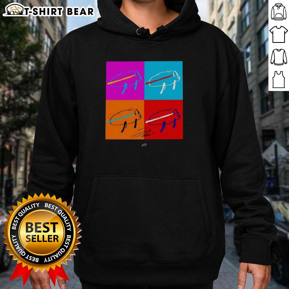 Awesome Josh Allen Buffalo Bills Billustration Signature Hoodie featuring vibrant graphics and a stylish design.