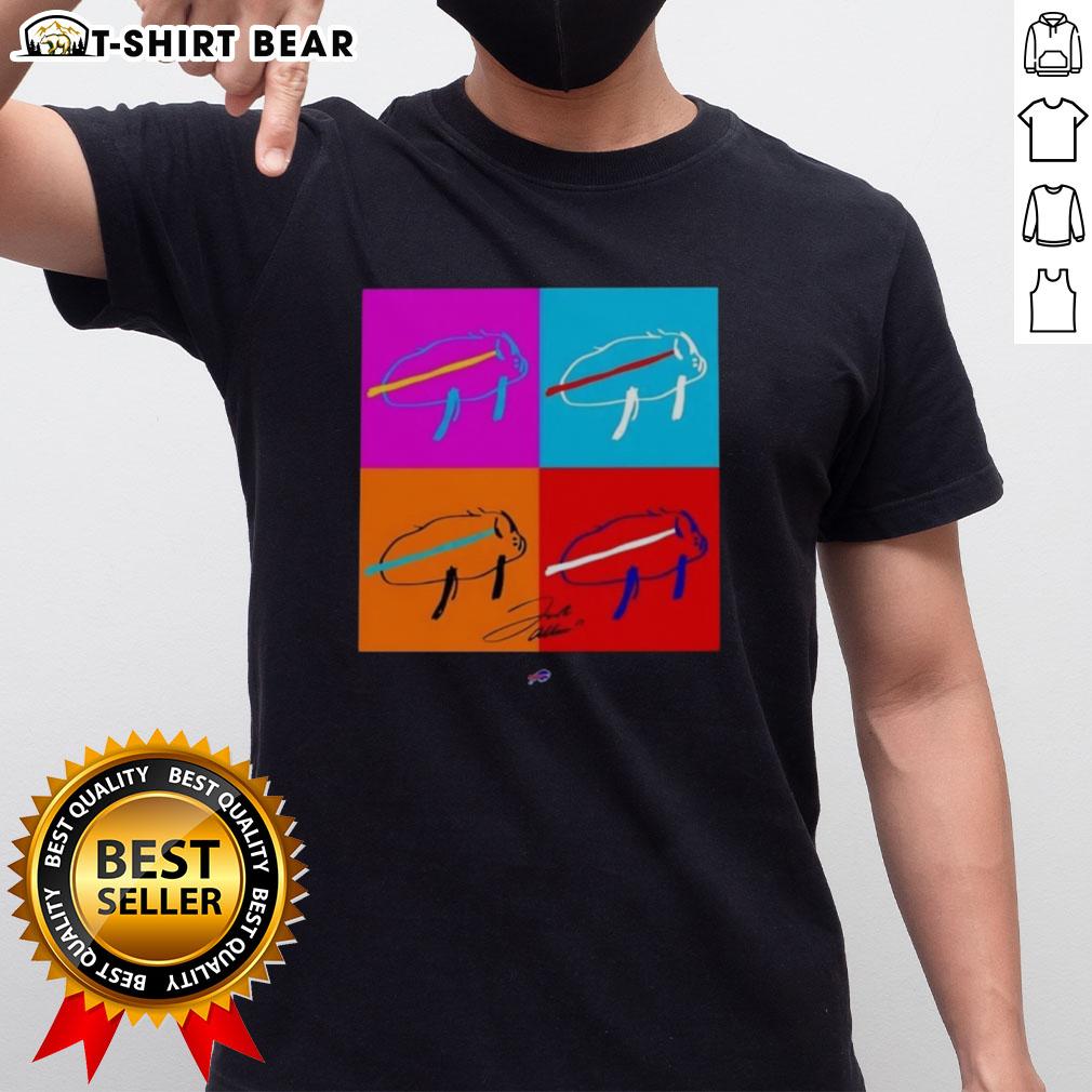 Awesome Josh Allen Buffalo Bills Billustration Signature T-Shirt featuring a vibrant design and team colors for fans.