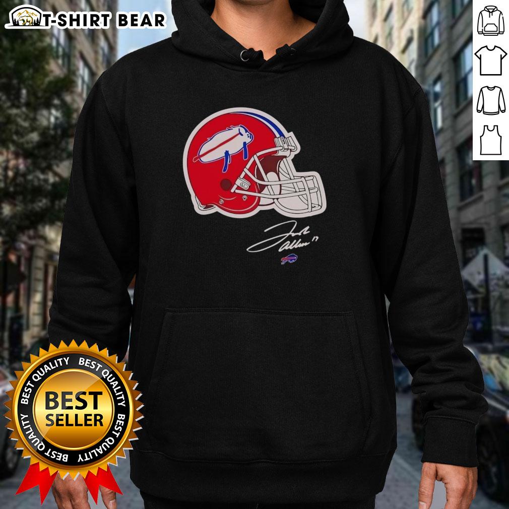 Alt Text: Awesome Josh Allen Buffalo Bills Helmet Signature Hoodie showcasing team pride and player tribute.