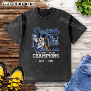 Awesome Mickey Mouse X Los Angeles Dodgers Back-To-Back National League Champions 2025 Washed T-Shirt design.