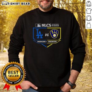 Awesome Milwaukee Brewers vs Los Angeles Dodgers 2025 NLCS Matchup Sweatshirt showcasing team logos and vibrant colors.