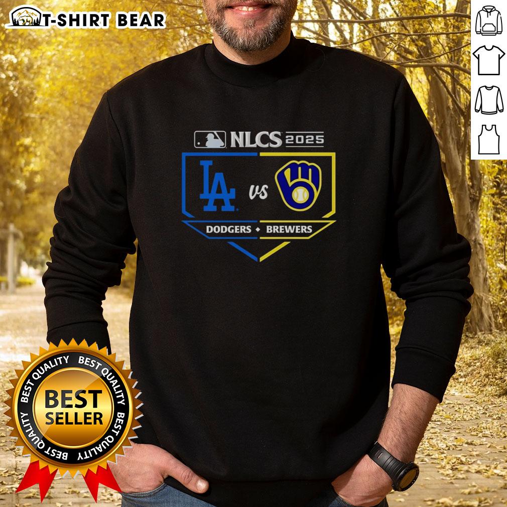 Awesome Milwaukee Brewers vs Los Angeles Dodgers 2025 NLCS Matchup Sweatshirt showcasing team logos and vibrant colors.