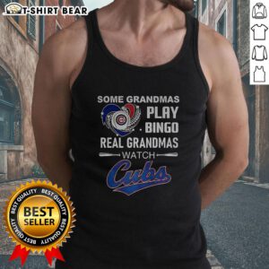 Real grandmas play bingo and cheer for the Chicago Cubs in a heart tank top, showcasing their awesome spirit.