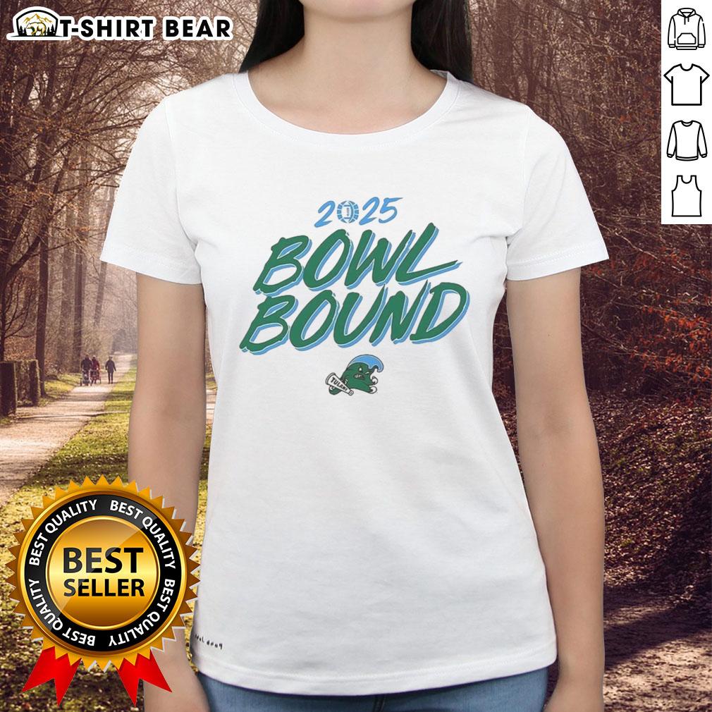Awesome Tulane Green Wave Bowl Bound 2025 ladies tee featuring vibrant team colors and stylish design.