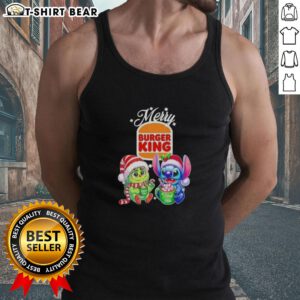 Alt Text: Cute baby Grinch and Stitch tank top from Burger King, perfect for a Merry Christmas celebration.