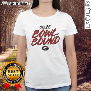 2025 Georgia Bulldogs Bowl Bound ladies tee, featuring team colors and logo, perfect for fans and game day attire.