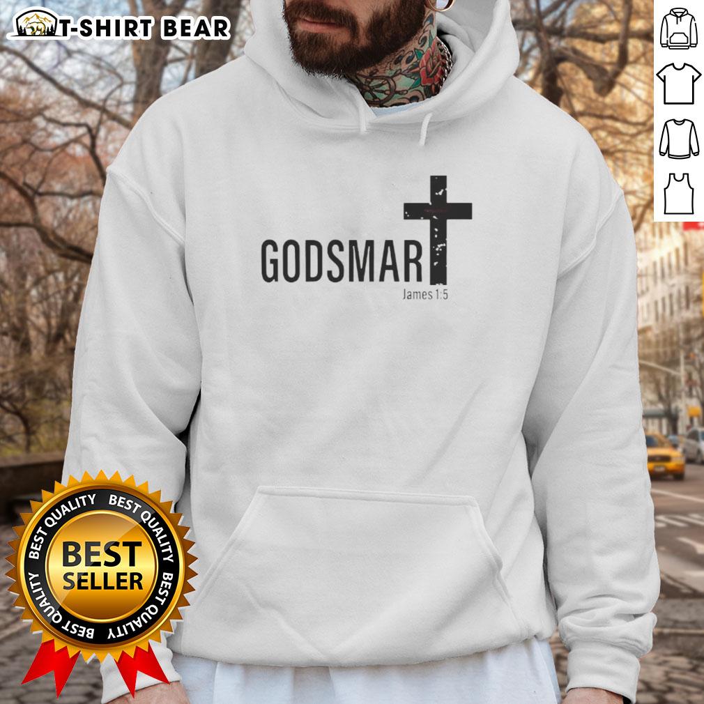 Good Godsmart James 1:5 Cross Hoodie featuring a stylish design and inspirational message for everyday wear.