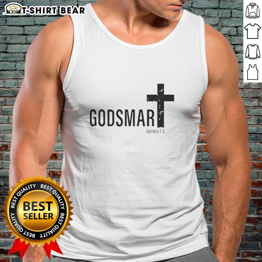 Good Godsmart James 1:5 Cross Tank Top featuring a stylish design for faith-inspired fashion enthusiasts.