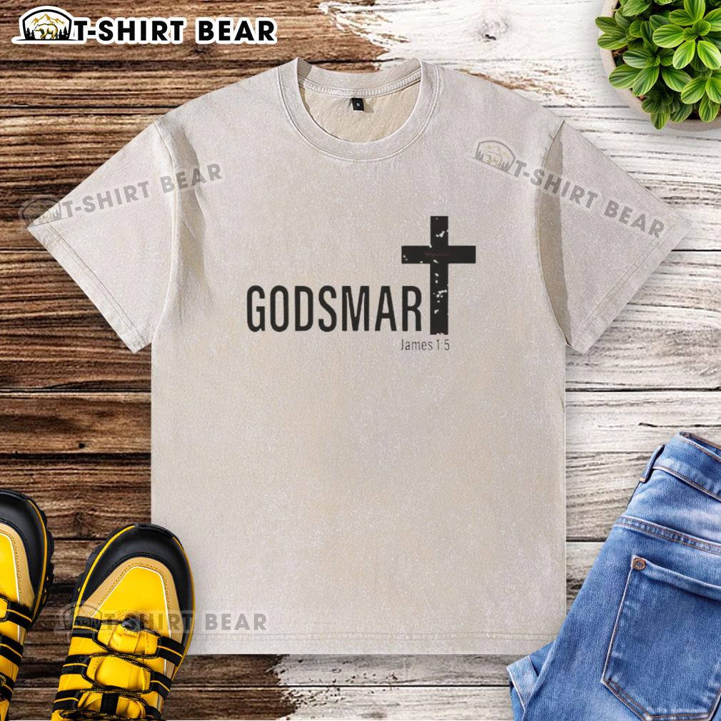 Good Godsmart James 1:5 Cross Washed T-Shirt featuring a stylish design and comfortable fit for casual wear.