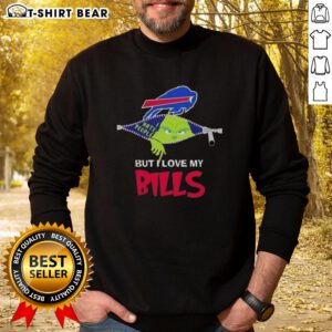 Cozy 'Good Grinch Christmas' sweatshirt showcasing love for Buffalo Bills, perfect for holiday cheer and team spirit.