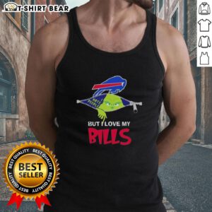 Good Grinch Christmas tank top featuring Buffalo Bills logo, perfect for holiday cheer and football fans.