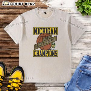 Alt Text: Vintage 1989 Michigan Wolverines Basketball National Champions washed t-shirt, showcasing team pride and nostalgia.