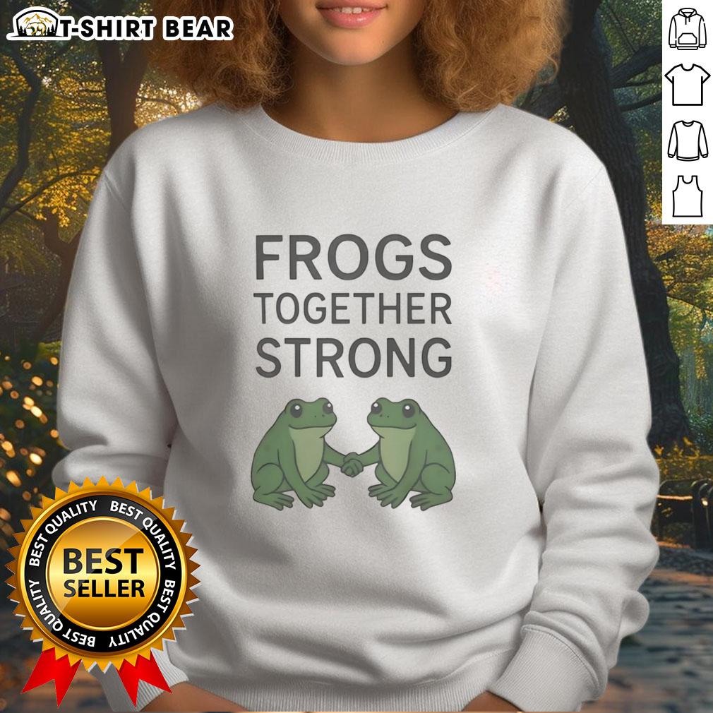 Good Portland Frogs Together Strong sweatshirt featuring a vibrant frog design, perfect for casual and eco-friendly fashion.