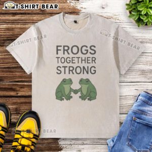 Alt Text: Good Portland Frogs Together Strong washed t-shirt featuring vibrant frog graphics and a comfortable fit.