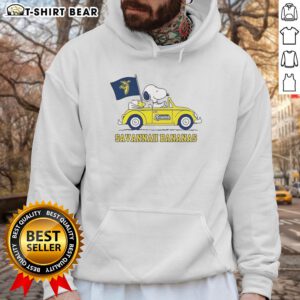 Good Snoopy and Woodstock Peanuts X Savannah Bananas hoodie for baseball lovers featuring vibrant graphics and cozy design.