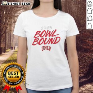 Good UNLV Rebels Football 2025 Bowl Bound ladies tee featuring team colors and logo, perfect for fans and game days.