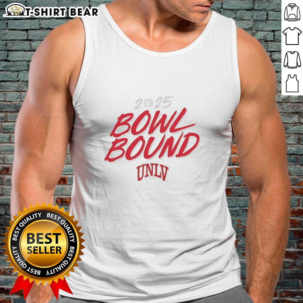 Good UNLV Rebels Football 2025 Bowl Bound tank top design featuring team colors and logo, perfect for fans.