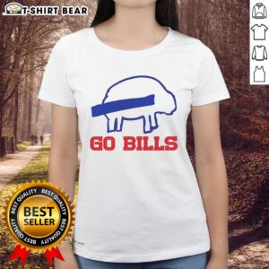 Happy Buffalo Bills football sketch on a ladies tee, perfect for showing team spirit. Go Bills!