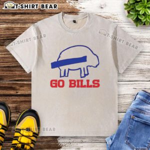 Happy Buffalo Bills football sketch on a washed t-shirt, perfect for game day apparel. Go Bills!