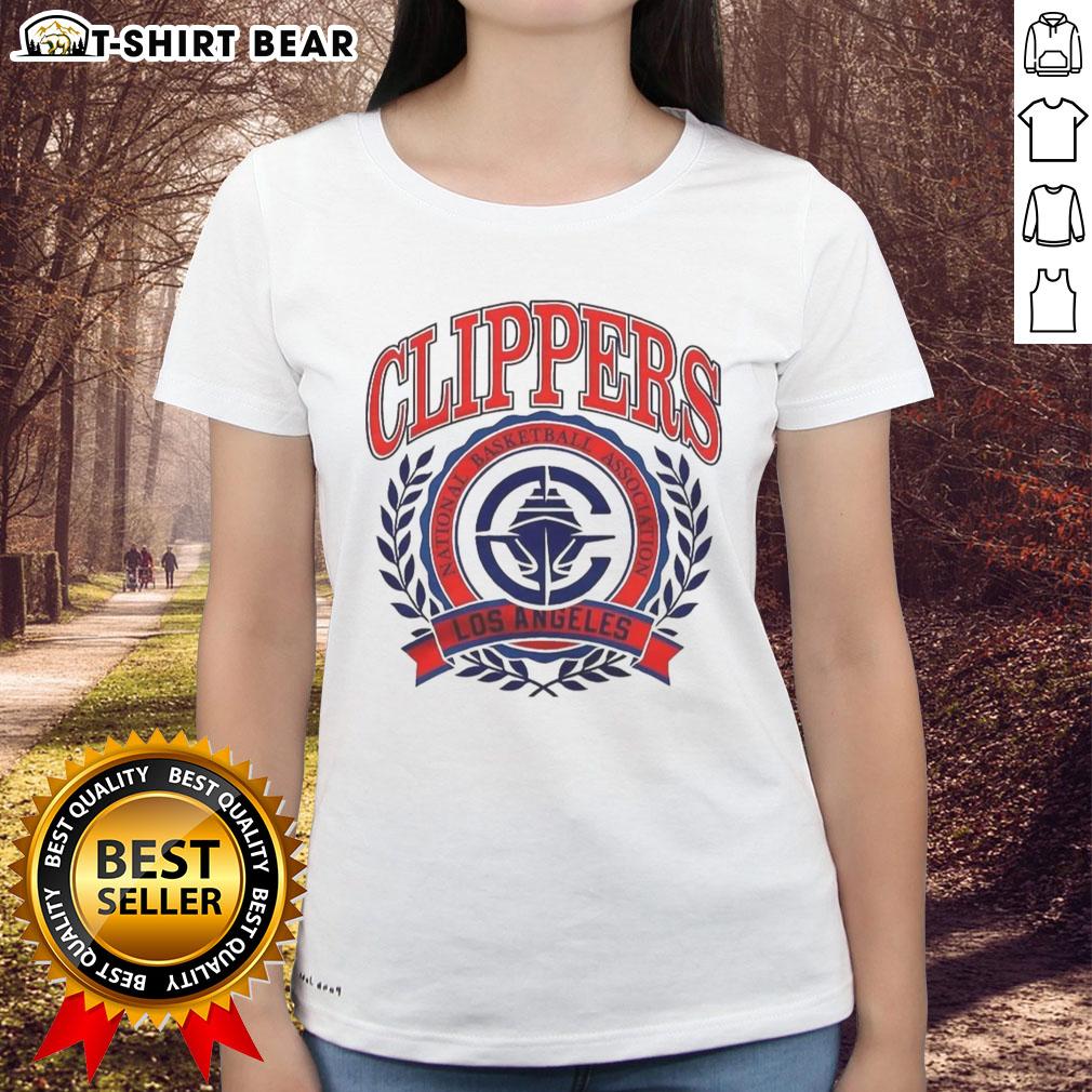 Vintage Los Angeles Clippers NBA logo on a stylish ladies tee, perfect for fans and fashion lovers alike.