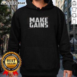 Hot Make Gains gym hoodie in black, featuring a bold logo, perfect for workout enthusiasts and fitness fashion lovers.