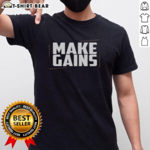 Hot Make Gains Gym T-Shirt featuring a bold design, perfect for fitness enthusiasts and gym lovers.