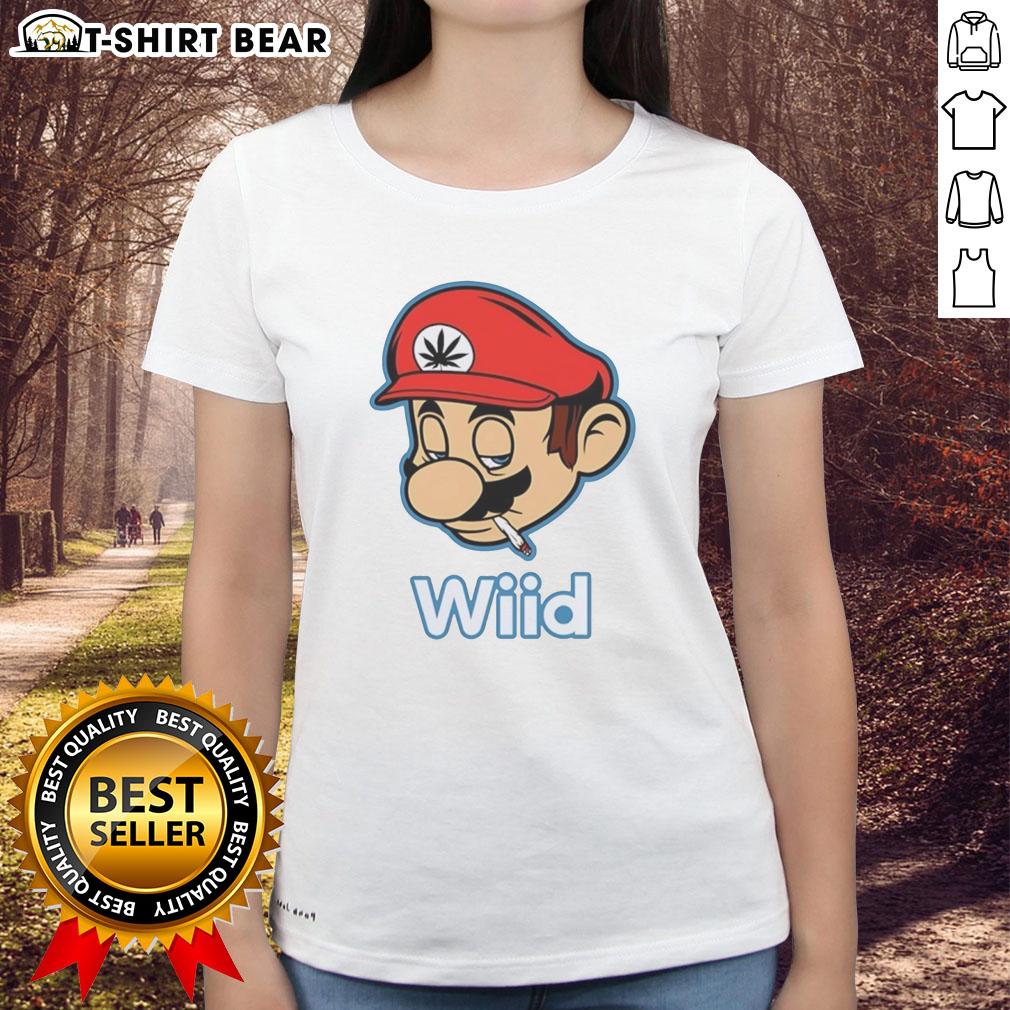 Hot Mario Bros Wii smoking ladies tee featuring vibrant design and playful graphics, perfect for fans of the game.