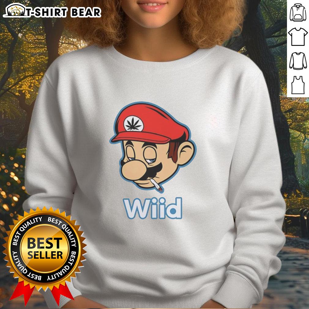 Hot Mario Bros Wii'd sweatshirt featuring vibrant graphics of Mario smoking, perfect for gaming fans and collectors.