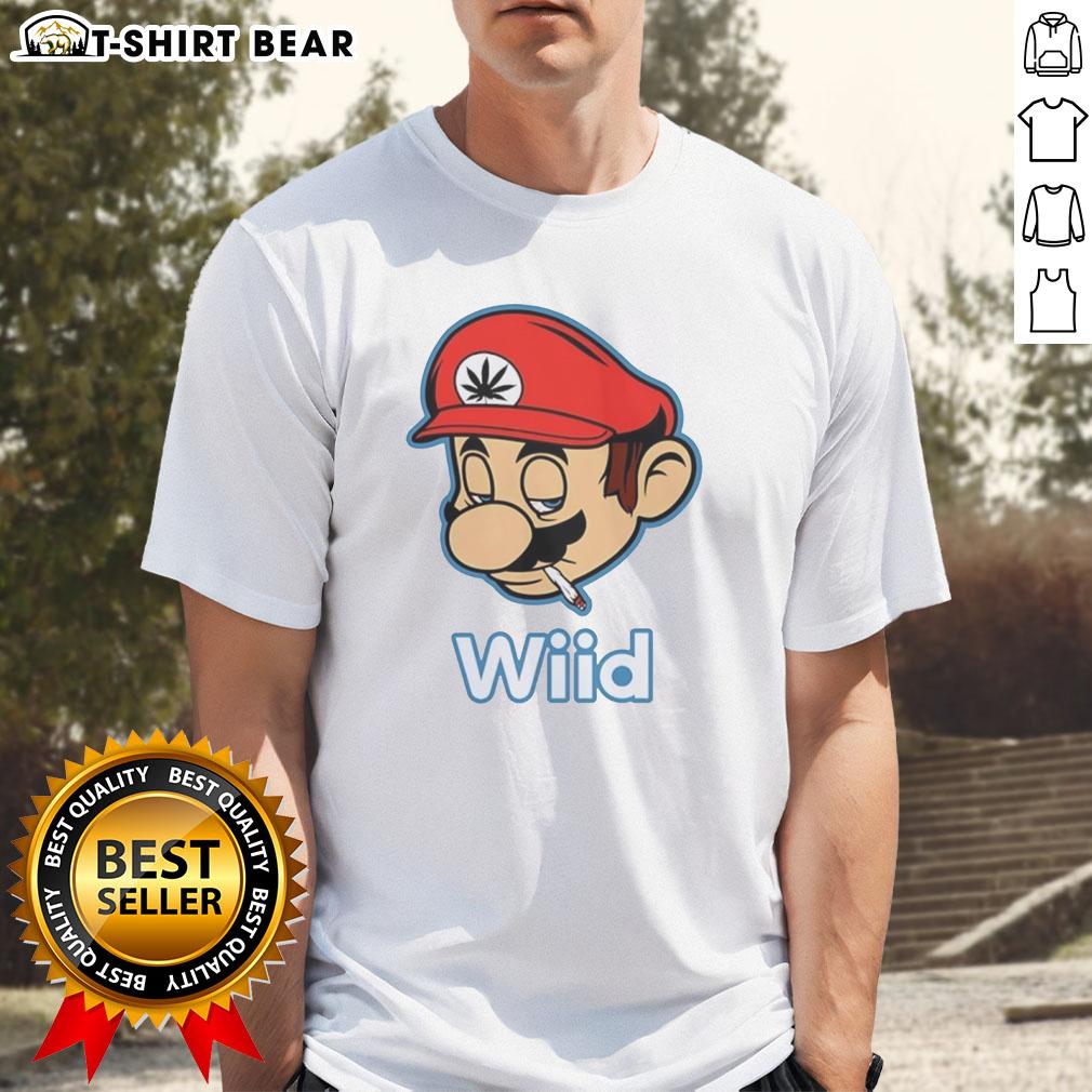 Alt Text: Hot Mario Bros Wiid Smoking T-Shirt featuring a graphic of Mario with a smoking theme in vibrant colors.