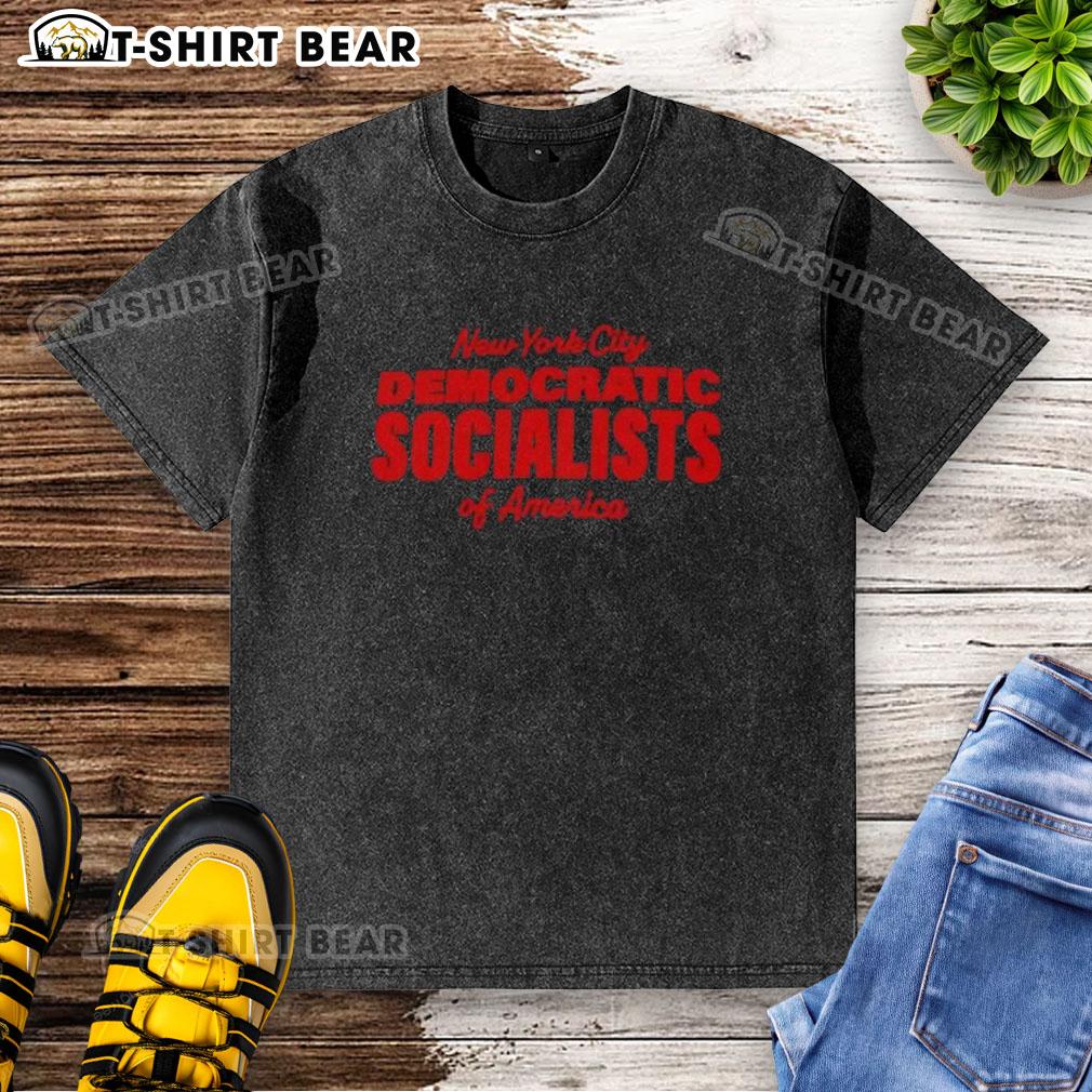 Hot New York City Democratic Socialists of America washed t-shirt featuring bold socialist graphics and vibrant colors.