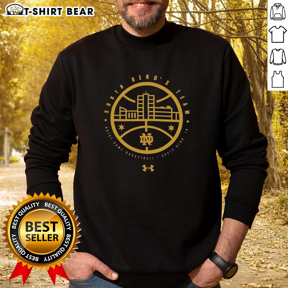 Hot Notre Dame Fighting Irish Under Armour sweatshirt featuring The Bend logo, perfect for fans and stylish comfort.
