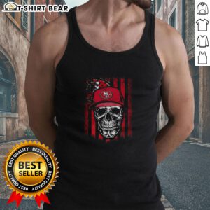 Hot San Francisco 49ers NFL skull tank top featuring American flag design for football lovers.