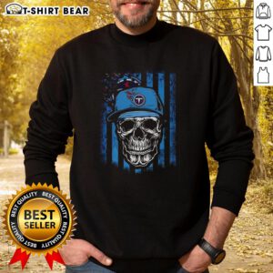 Hot Tennessee Titans NFL Skull sweatshirt featuring American flag design for football lovers.